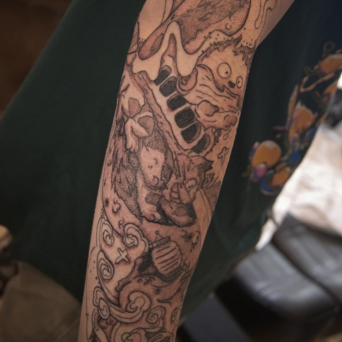 Tatouage Ghibli blackwork — Studio Ensō Cognin Chambéry